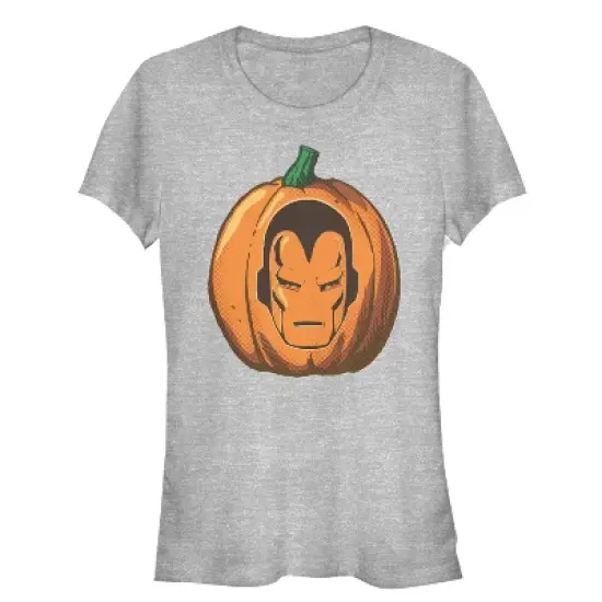 Junior's Marvel Halloween Iron Man Pumpkin T-Shirt image {2}