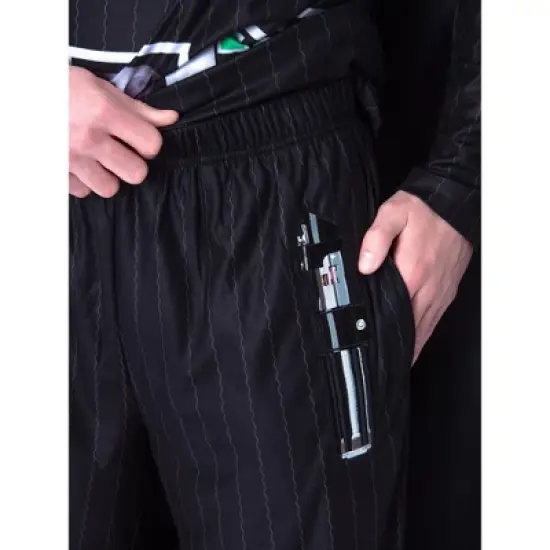 Star Wars Men's Darth Vader Costume Shirt And Pants Pajama Set With Cape Black image {2}