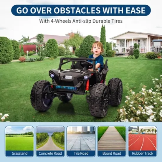 24V 2 Seater UTV Ride On Toys for Kids 3-8, Remote Control Car with 17" Large Tires image {2}