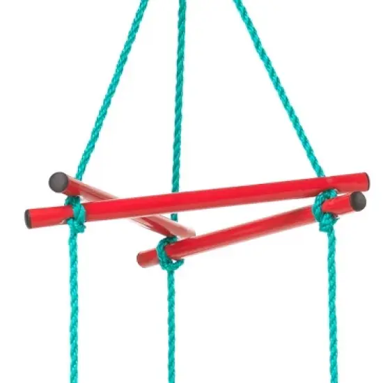 HearthSong Rainbow Triangle Weather-Resistant Kids' Rope Climbing Ladder with Colorful Metal Rungs and Nylon Rope image {8}