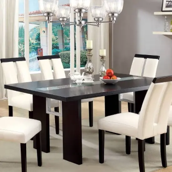 Stevenson&nbsp;Glass Insert Open Shelf w/Led Lights Dining Table Black - HOMES: Inside + Out image {1}