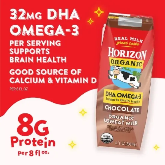 Horizon Organic 1% Chocolate Milk DHA Added - 6pk/8 fl oz Boxes image {4}