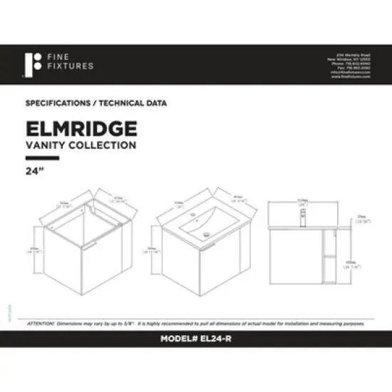 Fine Fixtures Elmridge Modern Bathroom Vanity with White Ceramic Sink image {13}