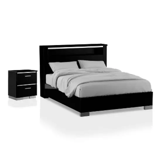 2pc Shorehaven Contemporary Nightstand and Bed Set Black/Chrome - miBasics image {5}