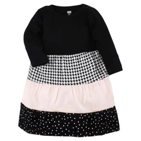 Hudson Baby Girl Cotton Dresses, Houndstooth Lt Pink image {2}