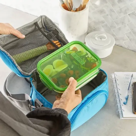 Pyrex 3.8 Cup 3 Compartment Rectangular MealBox Glass Food Storage Container image {8}