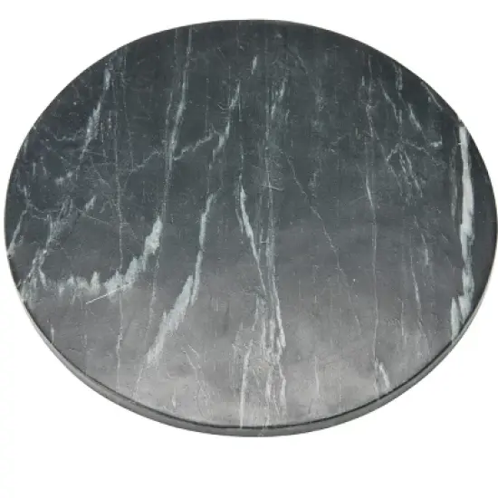 Storied Home Marble Serving Board with Mango Wood Stand, Black & Natural image {5}