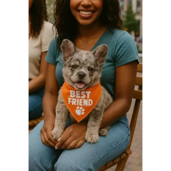 Parisian Pet 'Best Friend' Bandana - Comfortable, Trendy, Fashionable Orange Pet Bandana for Dogs & Cats, Fun Pet Accessory image {2}