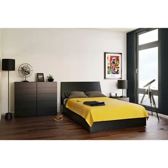 Full Avenue Lateral Storage Headboard Black - Nexera image {2}