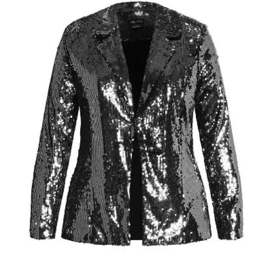 Women's Plus Size Sequin Seduction Jacket - gunmetal | CITY CHIC image {4}