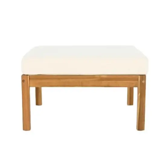 Christopher Knight Home Ignis Boho 5 Piece Patio Acacia Wood Faux Rattan Chat Set with Cushions and Slatted Coffee Table image {9}