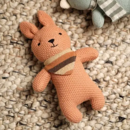 INFURNIC Baby and Toddler Learning Toys Ultra Soft Handmade Cotton Knitted Bunny Plush Toy for Cozy Nursery Comfort, Khaki, 16"*10"*1" image {5}