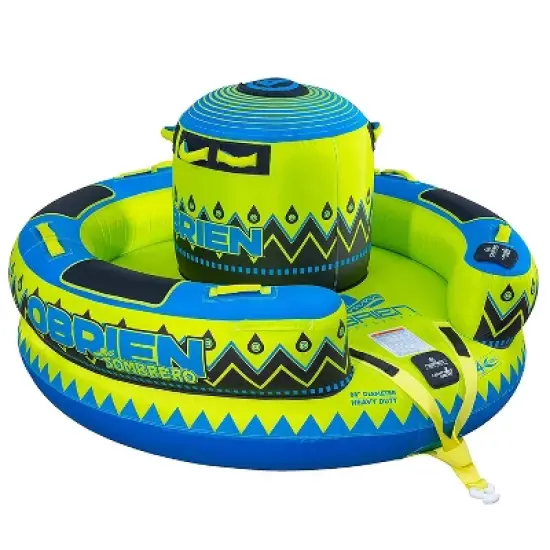 O'Brien 2211555 Sombrero Party Series Inflatable 4 Person 88 Inch Water Sports Towable Tube for Boating with Quick Connect Tow Hook image {2}