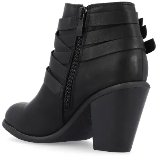 Journee Collection Womens Strap Inside Zip Stacked Heel Booties image {6}