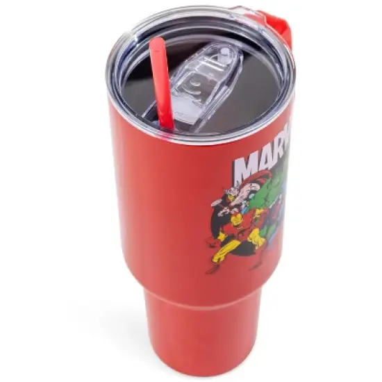 Silver Buffalo Marvel Comics The Avengers 40-Ounce Red Stainless Steel Tumbler With Handle image {1}
