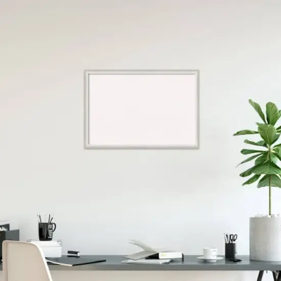 38"x26" Two Tone Wood Frame White Cork Board Silver - Amanti Art image {6}