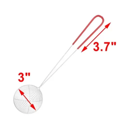 Unique Bargains Kitchen Plastic Wrapped Handle Stainless Steel Mesh Wire Strainer Ladle 1 Pc image {1}