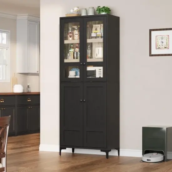 71" Tall Kitchen Pantry Cabinet, 5 Tier Freestanding Food Storage Cabinet with 4 Doors and Adjustable Shelves image {8}