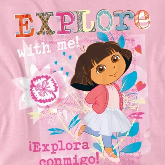 Toddler Boys' Dora the Explorer Explore With Me! Textured Design T-Shirt Pink image {2}