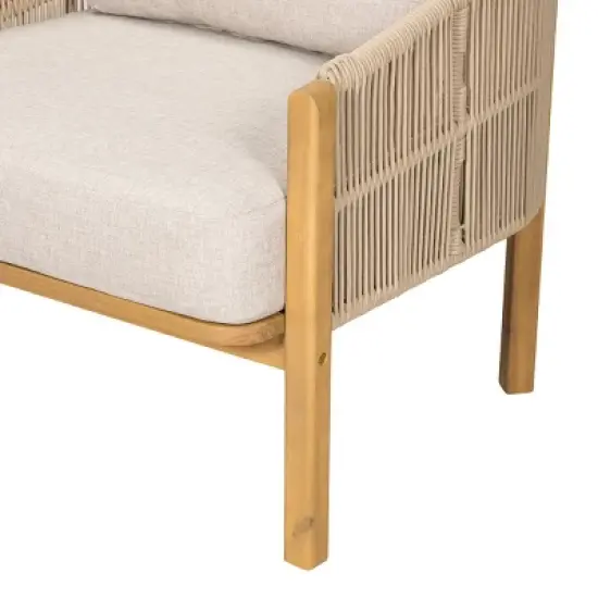 Set of 2 Outdoor Lounge Chairs with Acacia Wood and Rope Woven Back,Modern Patio Chairs with Cushions for Porch or Garden-Maison Boucle image {6}