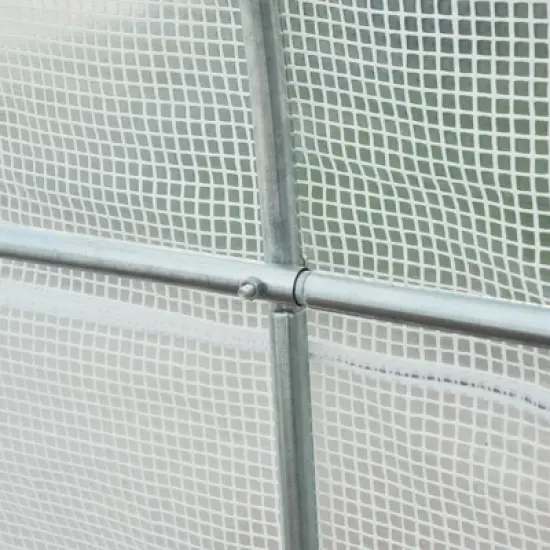 Outsunny 15' x 7' x 7' Walk-In Tunnel Greenhouse, Large Garden Hot House Kit with 6 Roll-up Windows & Roll Up Door, Steel Frame, White image {4}