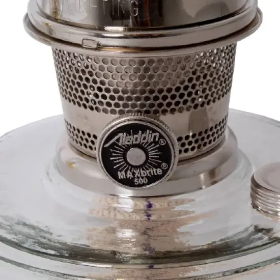 Aladdin Genie III Oil Lamp, Indoor Emergency Lighting for Shelf, Table or Hanging, Glass Bowl with Brass or Nickel Burner image {4}