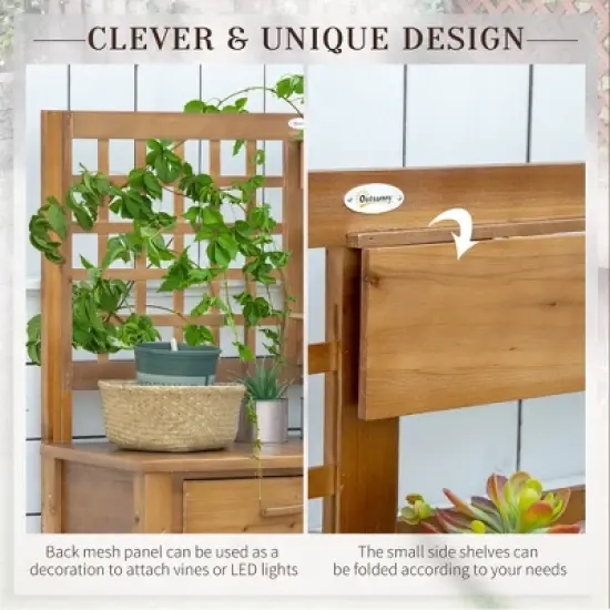 NicBex Outdoor Potting Bench Table Garden Work Bench Table Storage Shelves and Drawer,Planting Work Bench Table for Patio,Garden,Backyard,Brown image {4}