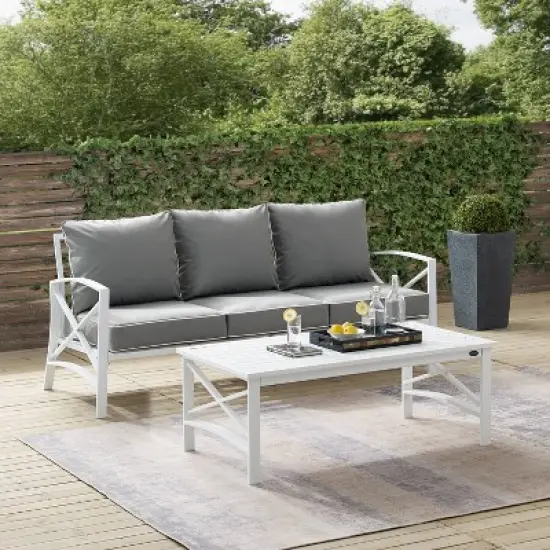 Kaplan 2pc Outdoor Sofa Set - Gray - Crosley image {7}