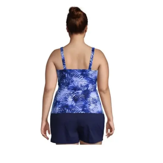 Lands' End Women's Plus Size DD-Cup Chlorine Resistant Square Neck Underwire Tankini Top Swimsuit Adjustable image {1}