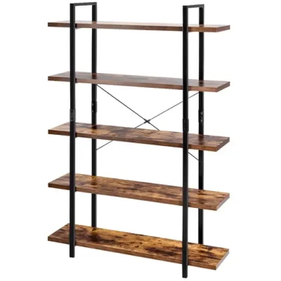 Costway 5-Tier Bookshelf Industrial Bookcase Open Storage Shelf Display Rack image {9}