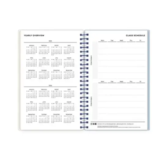 Blue Sky 5"x8" 2025-2026 Weekly/Monthly Spiral Planner Printed Dylan Blue Check Swirl image {6}