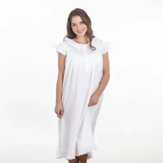 Saro Lifestyle Cotton Nightgown With Embroidered Design image {1}