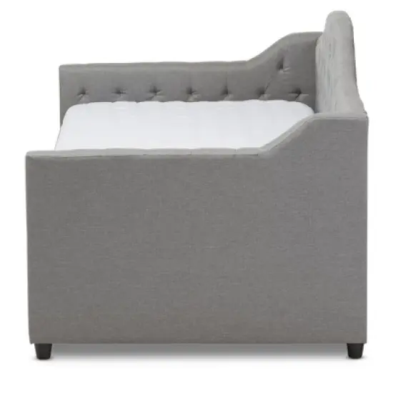 Twin Perry Modern and Contemporary Fabric Daybed with Trundle Light Gray - Baxton Studio image {2}