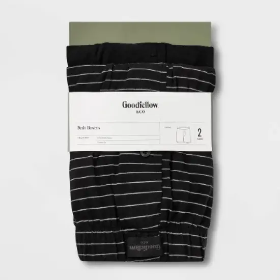 Men's Striped 2pk Knit Boxer - Goodfellow & Co&trade; Black image {1}