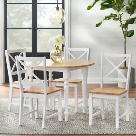 5pc Virginia Dining Set Wood/White - Buylateral image {1}