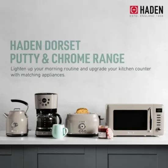 Haden 12 Cup Programmable Drip Coffee Maker Coffee Machine Bundled with Dorset 4 Slice Wide Slot Stainless Steel Toaster, Putty & Chrome image {5}