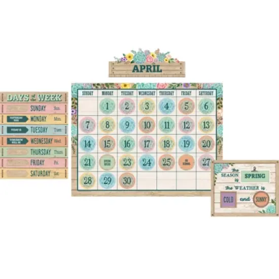 Teacher Created Resources&reg; Rustic Bloom Calendar Bulletin Board Set image {3}