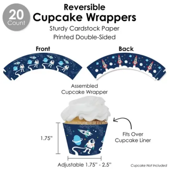 Big Dot of Happiness Blast Off to Outer Space - Rocket Ship Baby Shower or Birthday Party Favors and Cupcake Kit - Fabulous Favor Party Pack - 100 Pc image {3}