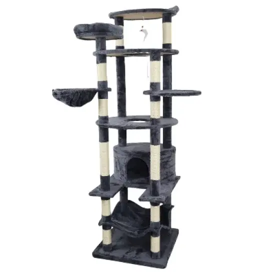 Racxily 78 in Cat Tree Tower with Large Condo Sisal Scratching Post Big Hammock and Top Platform image {6}