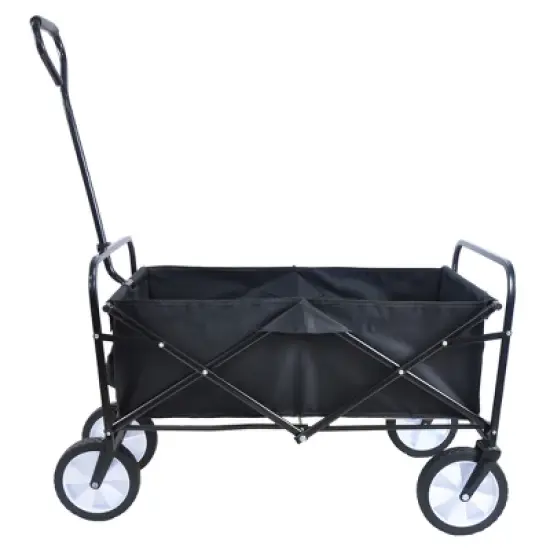 Folding Wagon Garden Shopping Beach Cart (Black) image {4}