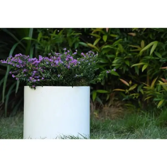 Rosemead Home & Garden, Inc. 10" Wide Kante Lightweight Modern Concrete Outdoor Planter Pot Pure White image {1}