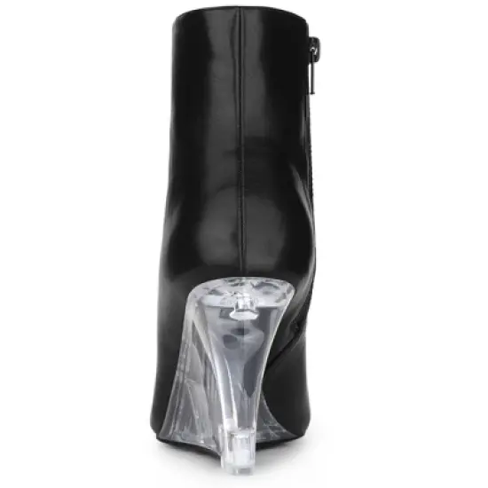 Allegra K Women's Pointed Toe Clear Wedge Heels Ankle Boots image {2}