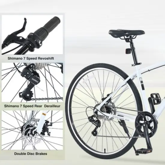 Aukfa  7-Speed Hybrid Bike - Aluminum Frame, Dual Disc Brakes, 700C Wheels - Men/Women's City Bicycle,Multiple Colors image {3}