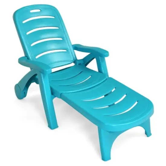 Costway Folding Chaise Lounge Chair 5-Position Adjustable Recliner Grey\Brown\Turquoise image {12}