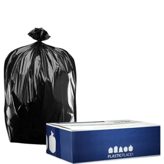 Plasticplace 7-10 Gallon Trash Bags, Black (500 Count) image {3}