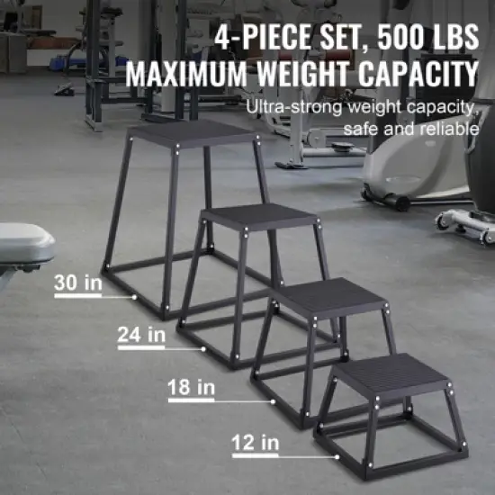 VEVOR Plyometric Jump Boxes, 12/18/24/30 Inch Plyo Box, Platform and Jumping Agility Box, Anti-Slip Fitness Exercise Step Up Box Set image {2}