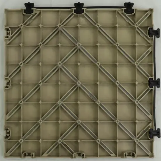 Courtyard Casual Plastic Deck Tiles - Herringbone Pattern Charcoal Gray Color Pack of 9 image {2}