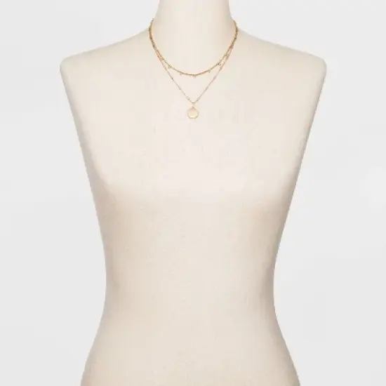 Ball & Medallion in Worn Gold Layer Necklace - Universal Thread&trade; Gold image {1}