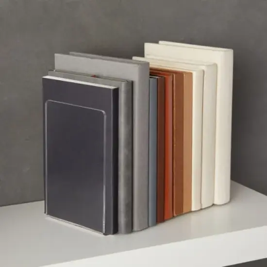 Juvale 6 Pack Acrylic Bookends for Shelves, Clear Book Ends L Shaped Book Stoppers for Office & Home, 4.5 x 7.1 in image {3}