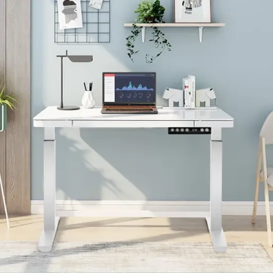 Costway Electric Stand Up Desk Frame Dual Motor Height Adjustable Stand White\Black image {2}